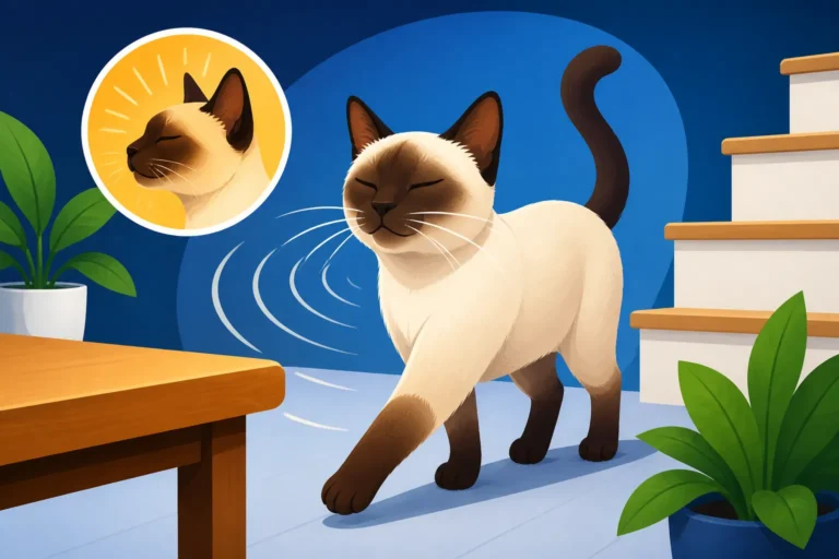 How a Blind Siamese Cat Manages