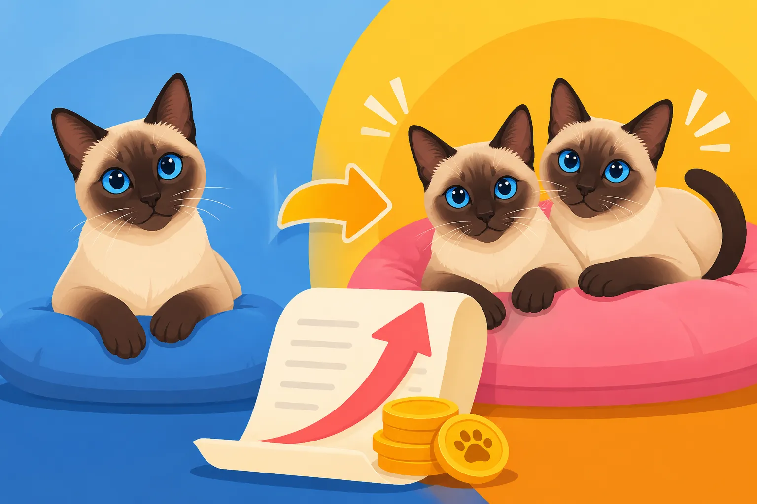 What a Second Siamese Cat Adds to the Bill