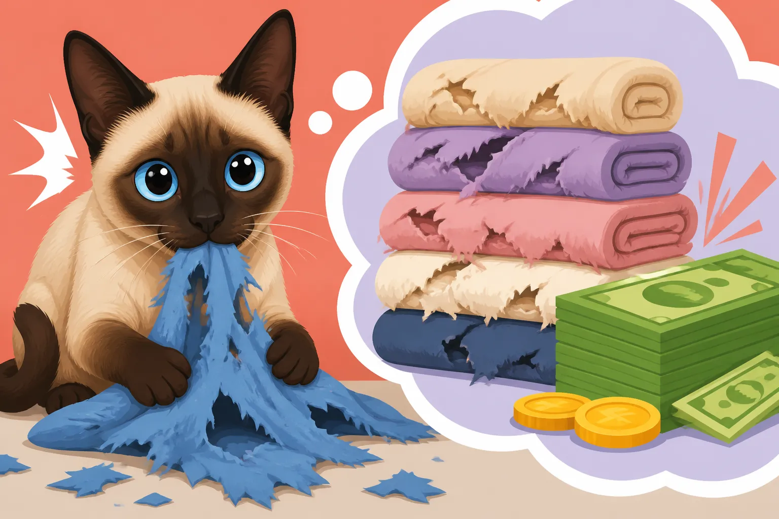 What Replacing Chewed Blankets Costs a Siamese Cat Owner