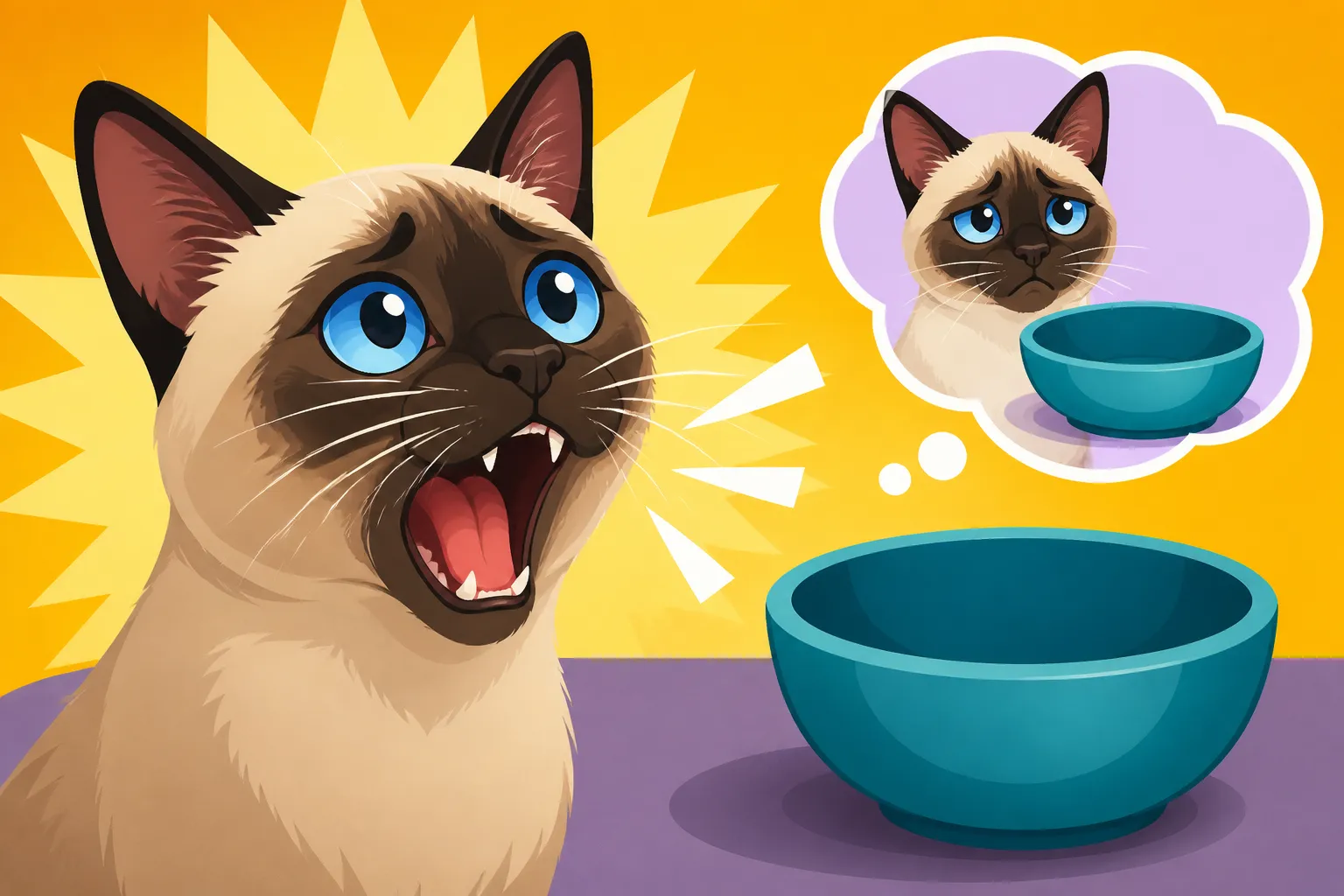 Why a Siamese Cat Yowls at an Empty Bowl