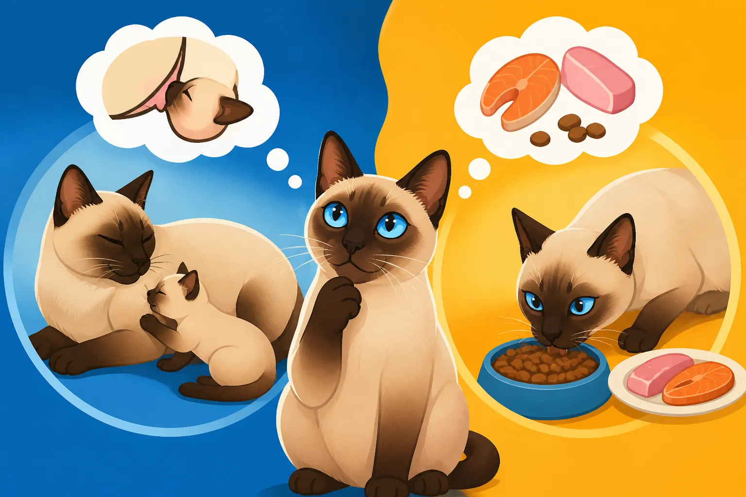 Whether a Siamese Cat Eats What It Sucks