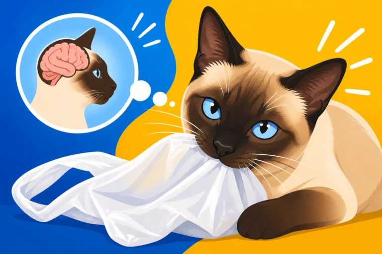 Why a Siamese Cat Chews Plastic Bags