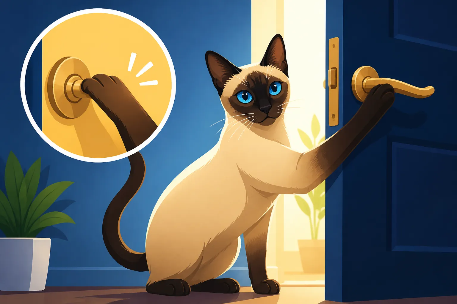How a Siamese Cat Opens Doors