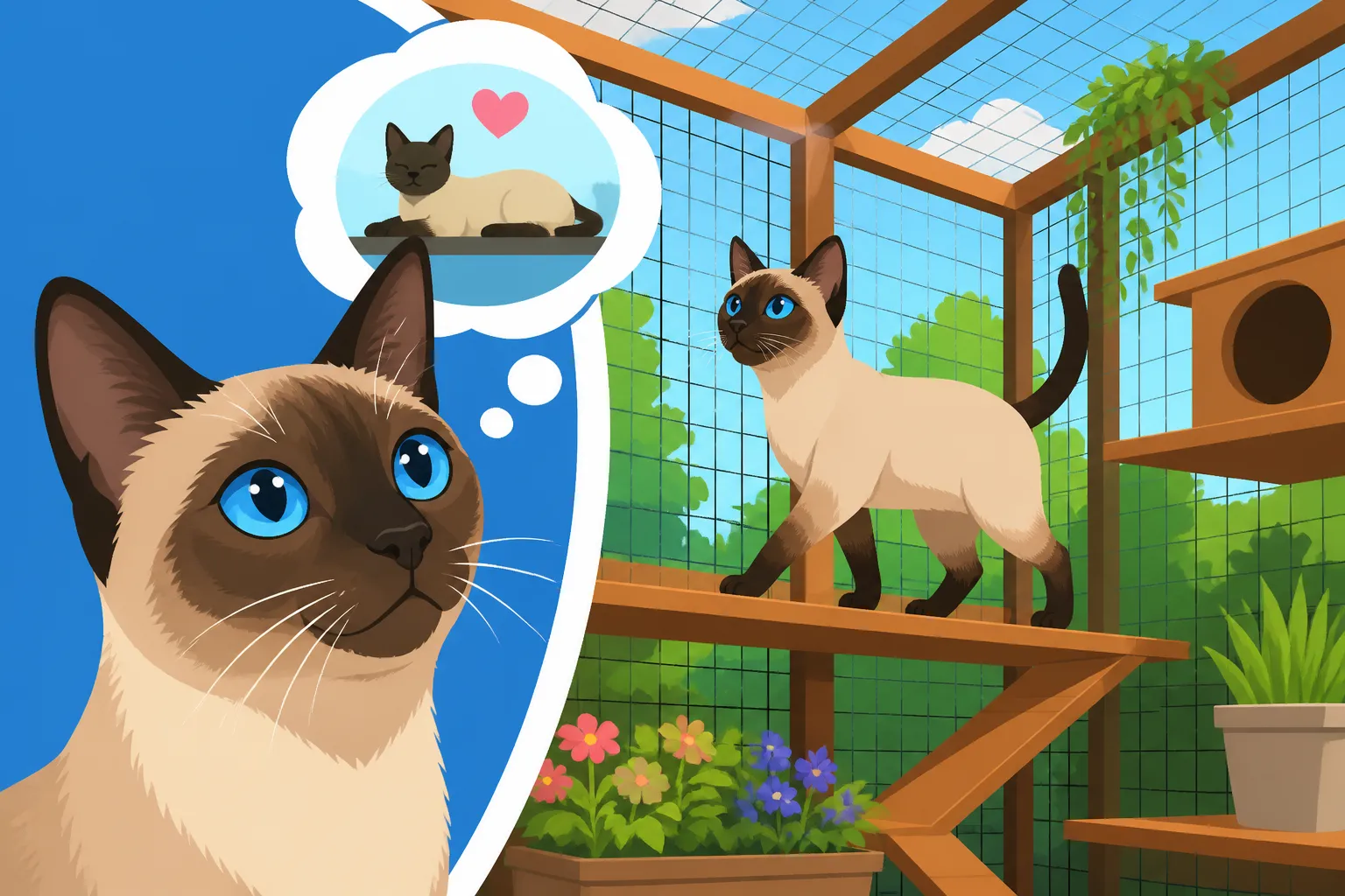 Whether a Siamese Cat Enjoys a Catio