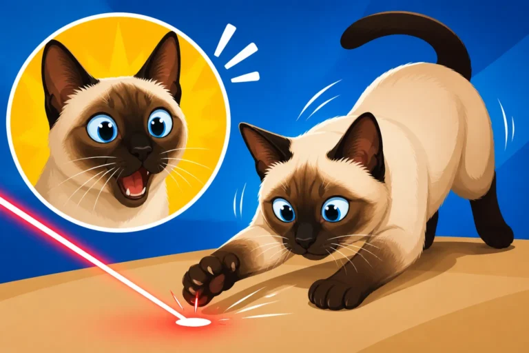 How a Siamese Cat Reacts to a Laser