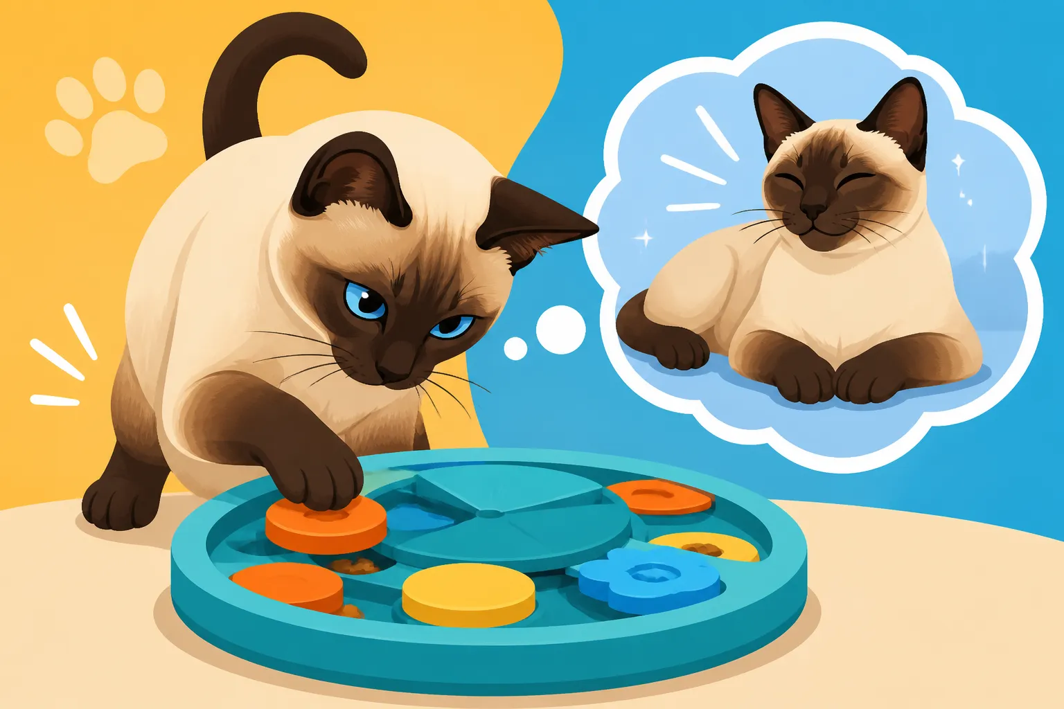 Whether a Puzzle Feeder Occupies a Siamese Cat