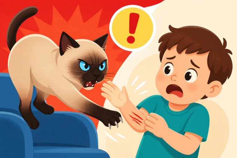 Whether a Siamese Cat Scratches a Child