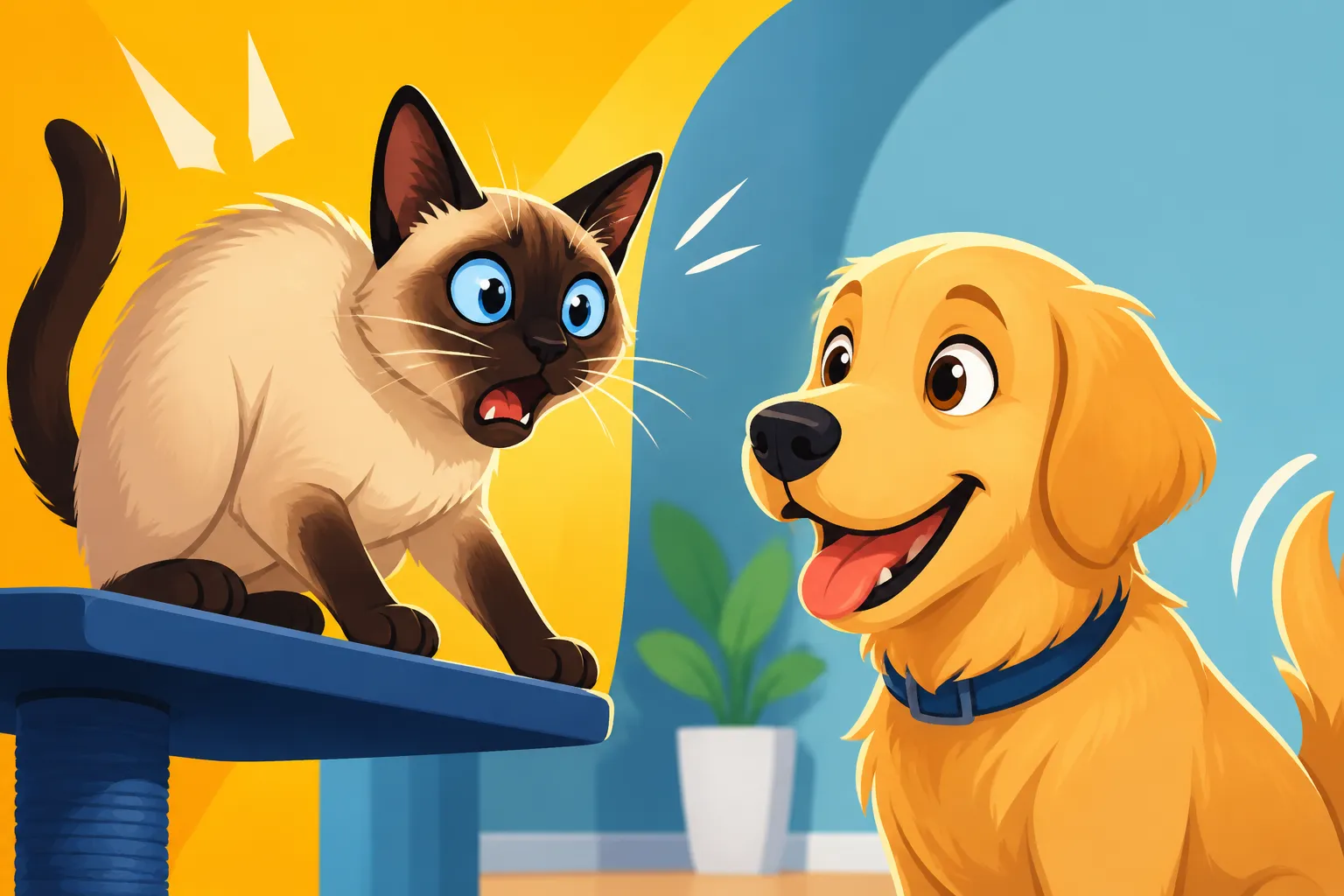 How a Siamese Cat Reacts to a New Dog