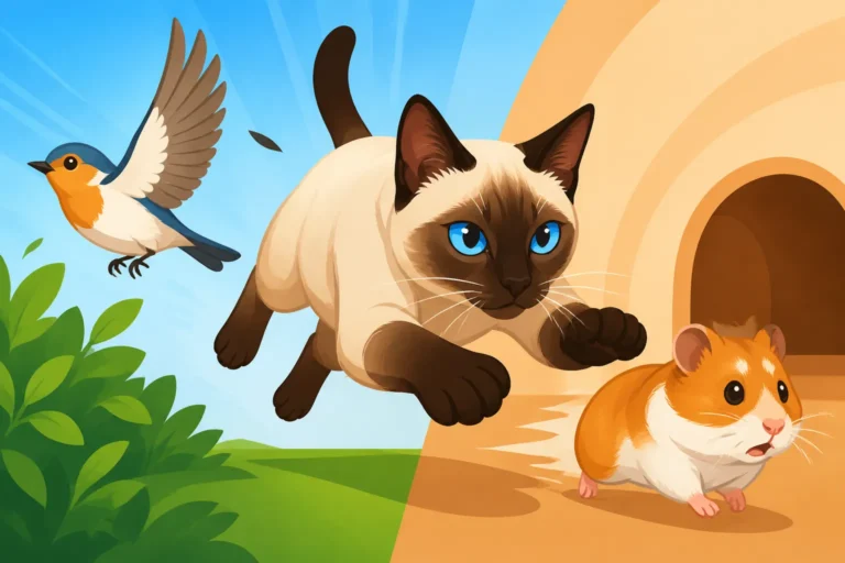 Whether a Siamese Cat Chases a Bird or Hamster