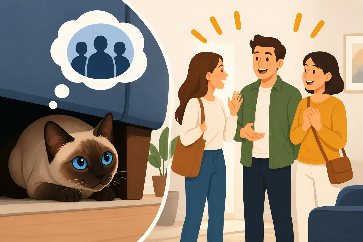 Whether a Siamese Cat Hides From Guests