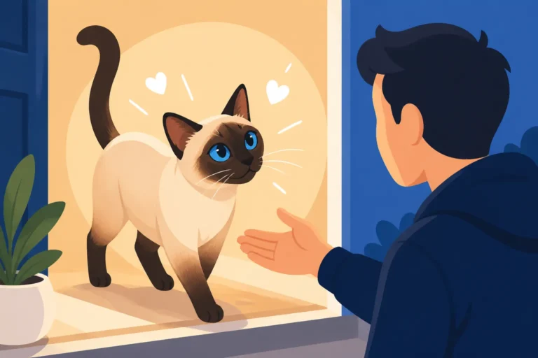 How a Siamese Cat Greets a Stranger