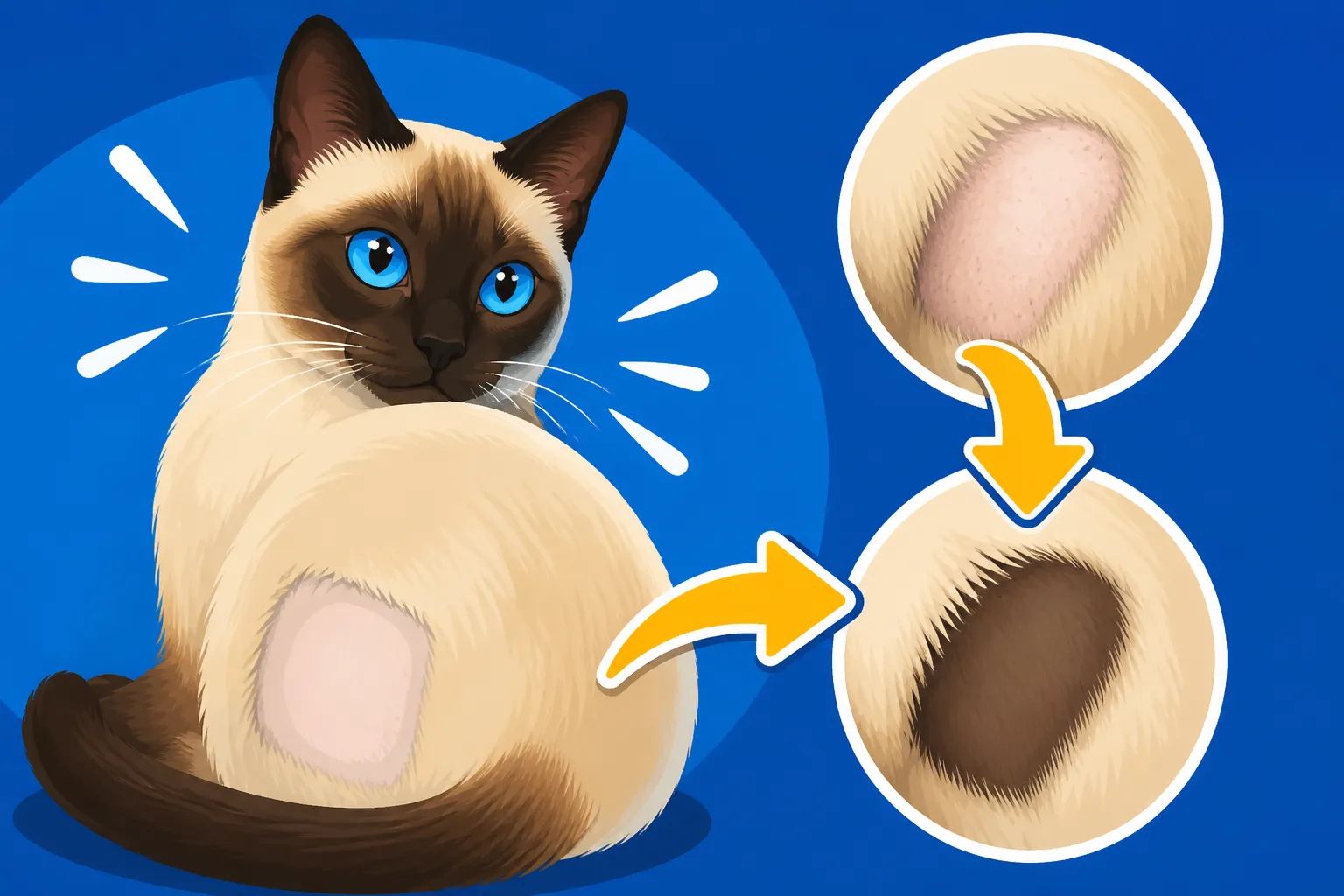 The Shaved Patch That Grows Back Dark on a Siamese Cat