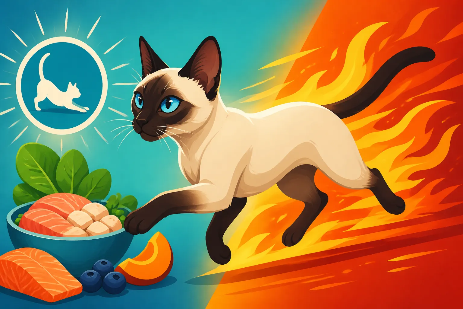 Feeding a Lean Siamese Cat That Burns Everything