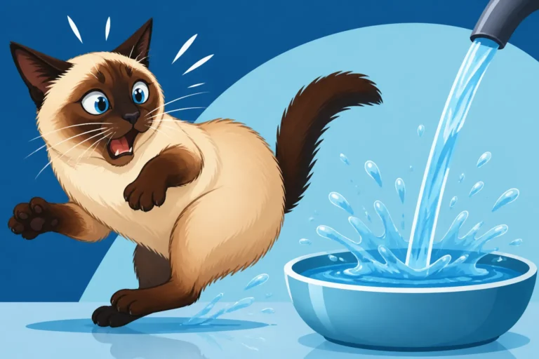 How a Siamese Cat Reacts to Water