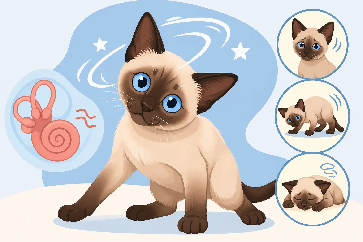 Vestibular Disease Signs in a Siamese Cat Kitten