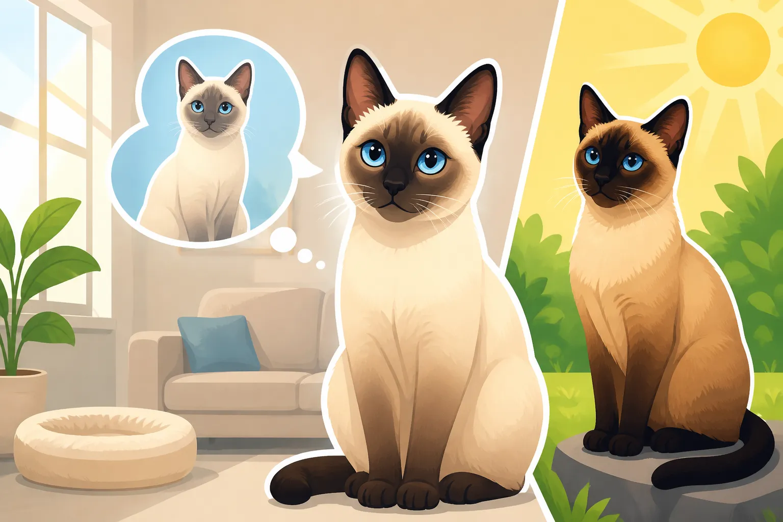 Whether an Indoor Siamese Cat Stays Paler