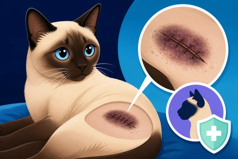 Why a Siamese Cat's Surgery Site Turns Dark