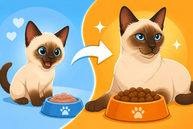 When a Siamese Cat Moves to Adult Food