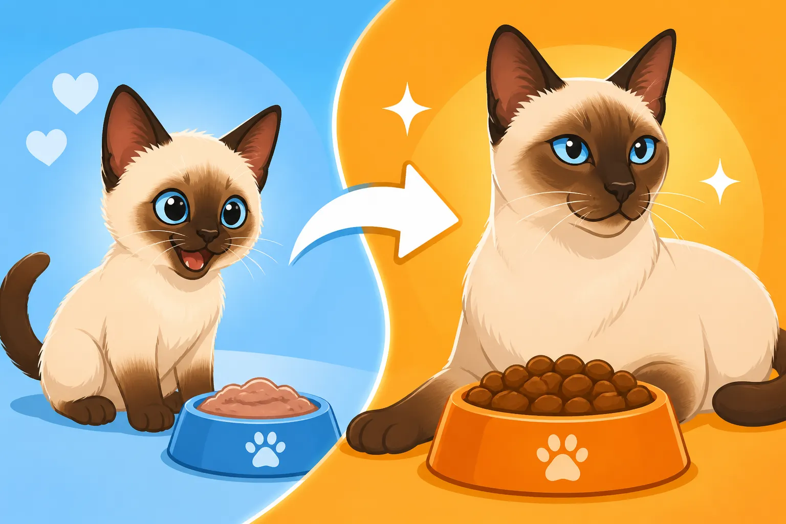 When a Siamese Cat Moves to Adult Food