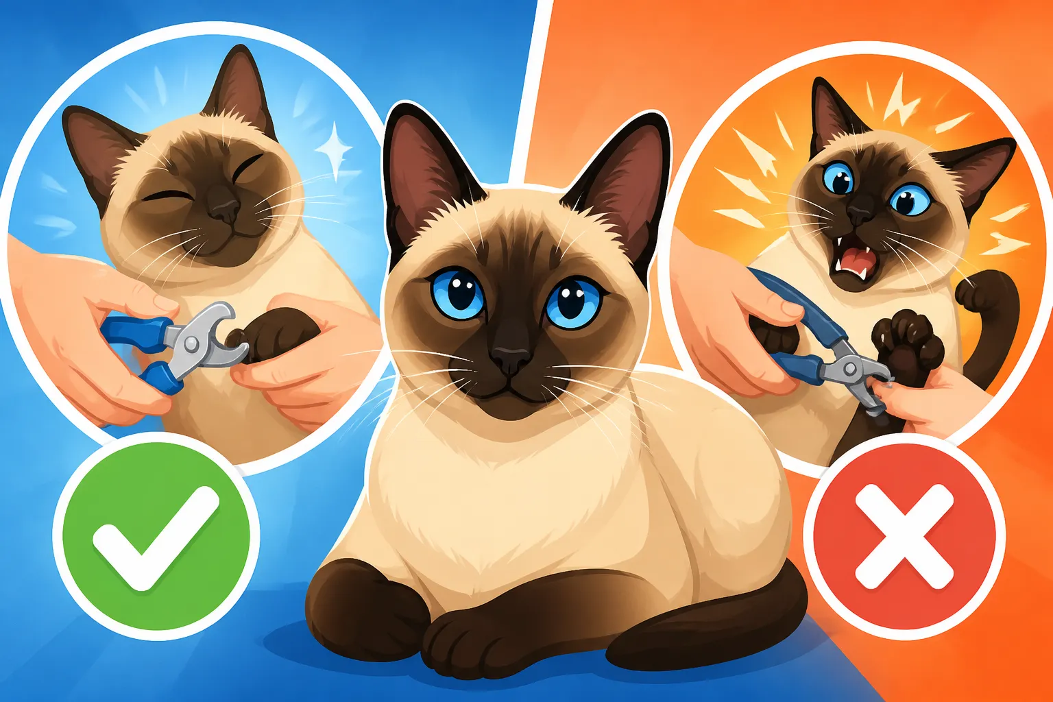 Whether a Siamese Cat Sits Still for a Nail Trim